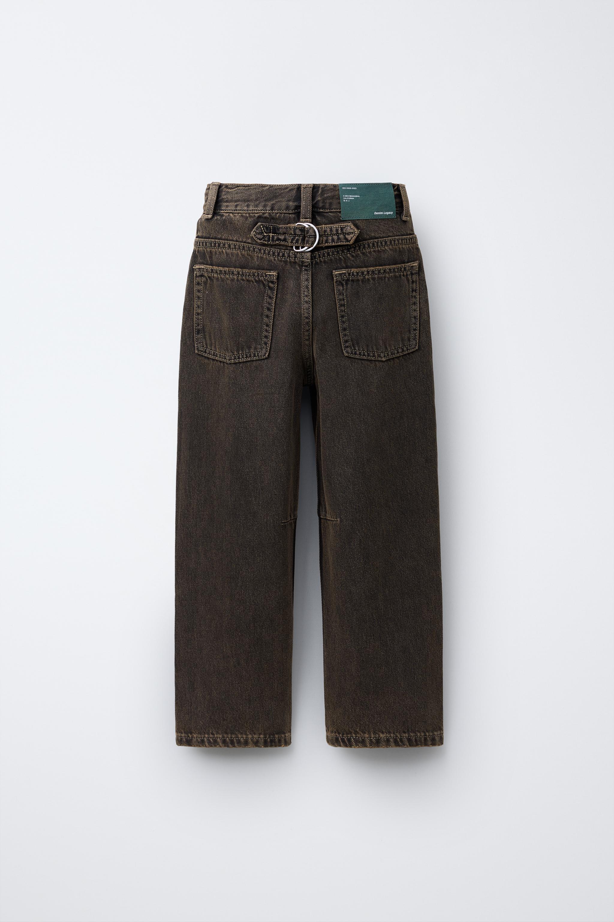 BUCKLE DETAIL WIDE-LEG JEANS Black Brown ZARA South Africa