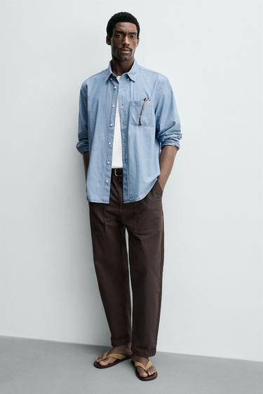 Zara LEATHER STRAP SANDALS - Beige - Image 0