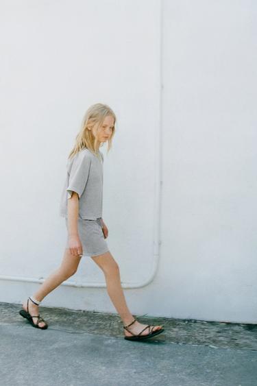 Zara 染色T恤和短褲套裝 - 灰色