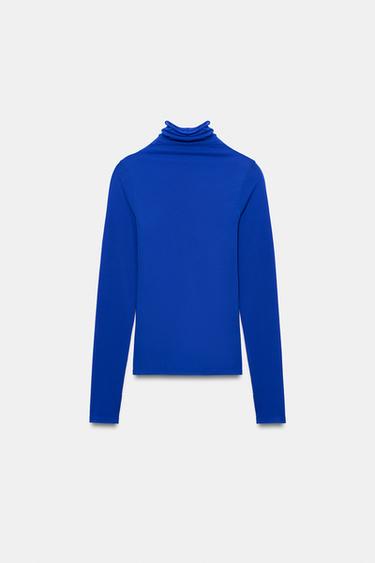 TOP CUELLO PERKINS - Azulón de Zara - Imagen 0