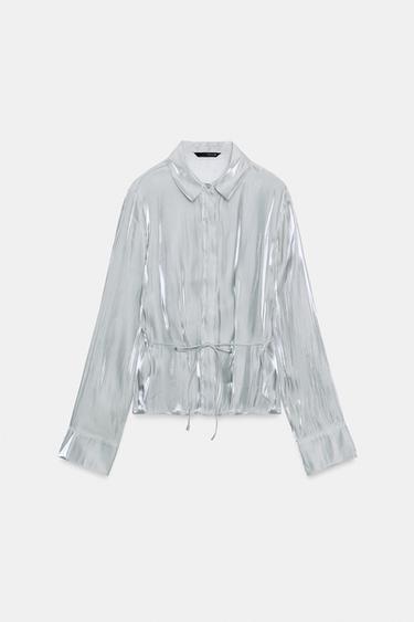 SHIMMER BELTED SHIRT - Grey by Zara