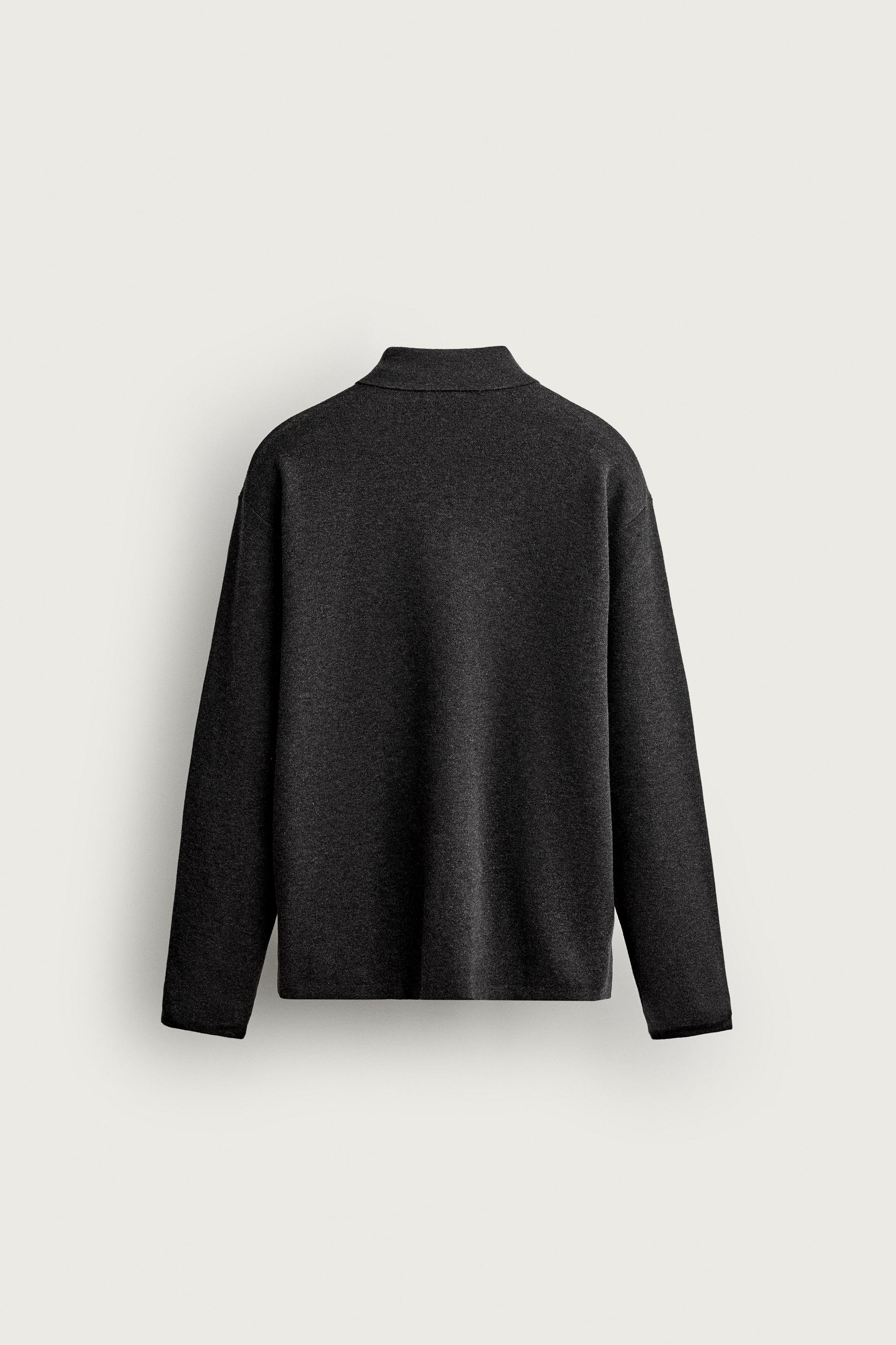 SOFT KNIT POLO — Anthracite grey