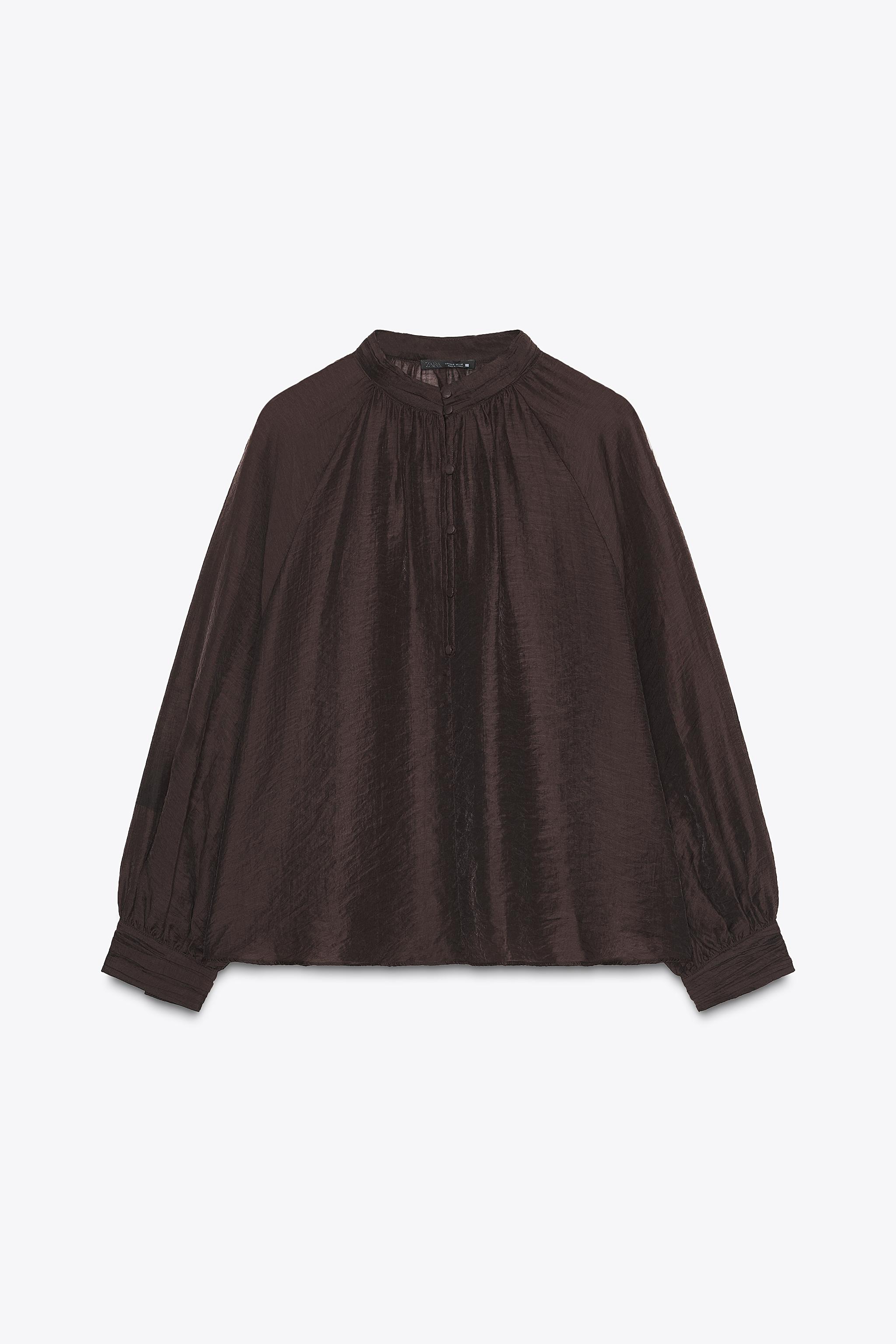 SHEER BALLOON SLEEVE BLOUSE