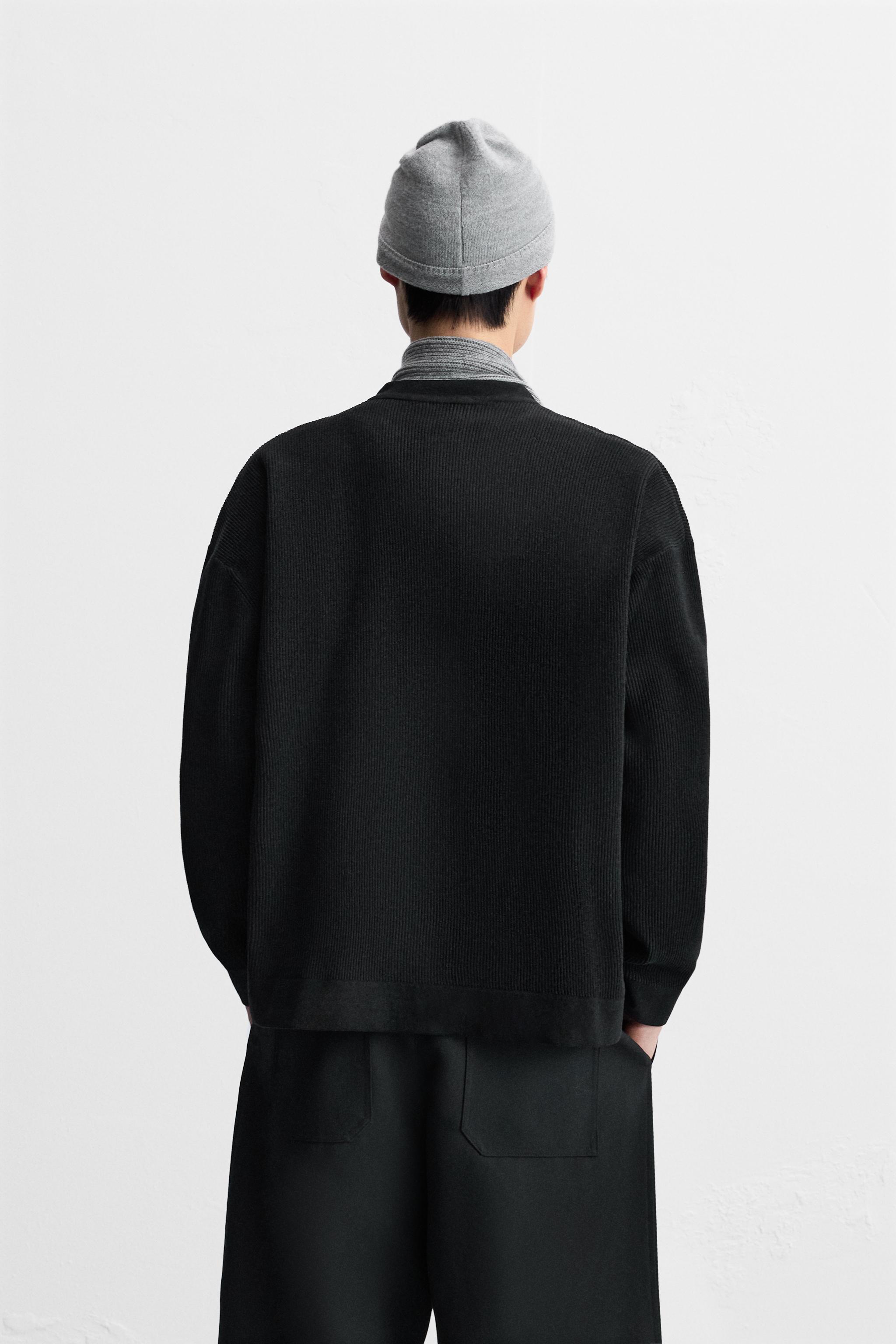 テクスチャードニットカーディガン - ダークグレー | ZARA Japan