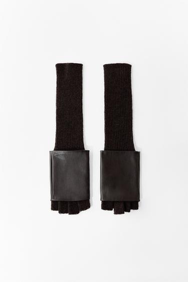 MITAINES MATIÈRE SYNTHÈTIQUE COMBINÉES - Marron de Zara