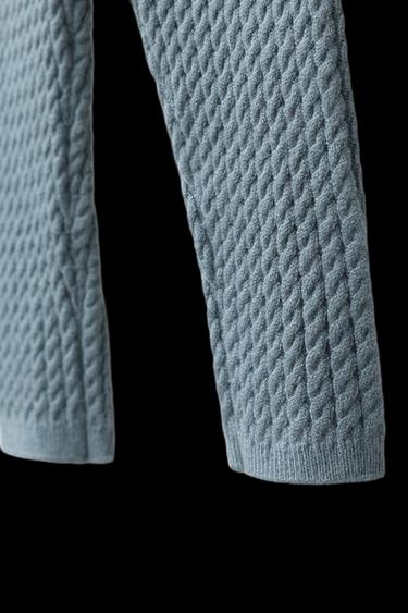 Zara CABLE KNIT LEGGINGS - Mid-blue