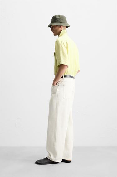 100% LINEN SHIRT WITH POCKETS - Lime by Zara - Image 3