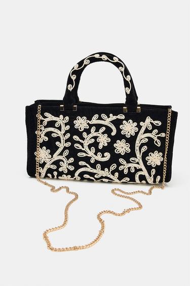EMBROIDERED CITY BAG - Black by Zara - Image 2