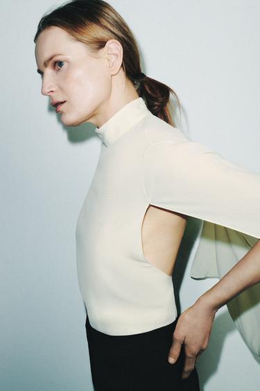 ZW COLLECTION CAPE SHIRT WITH VENTS - Ecru by Zara - Image 2