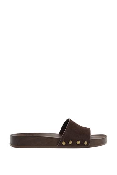 FLAT LEATHER SANDALS - Brown by Zara