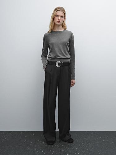Zara Knit wool blend sweater with crew neck - Mid-gray - Image 0