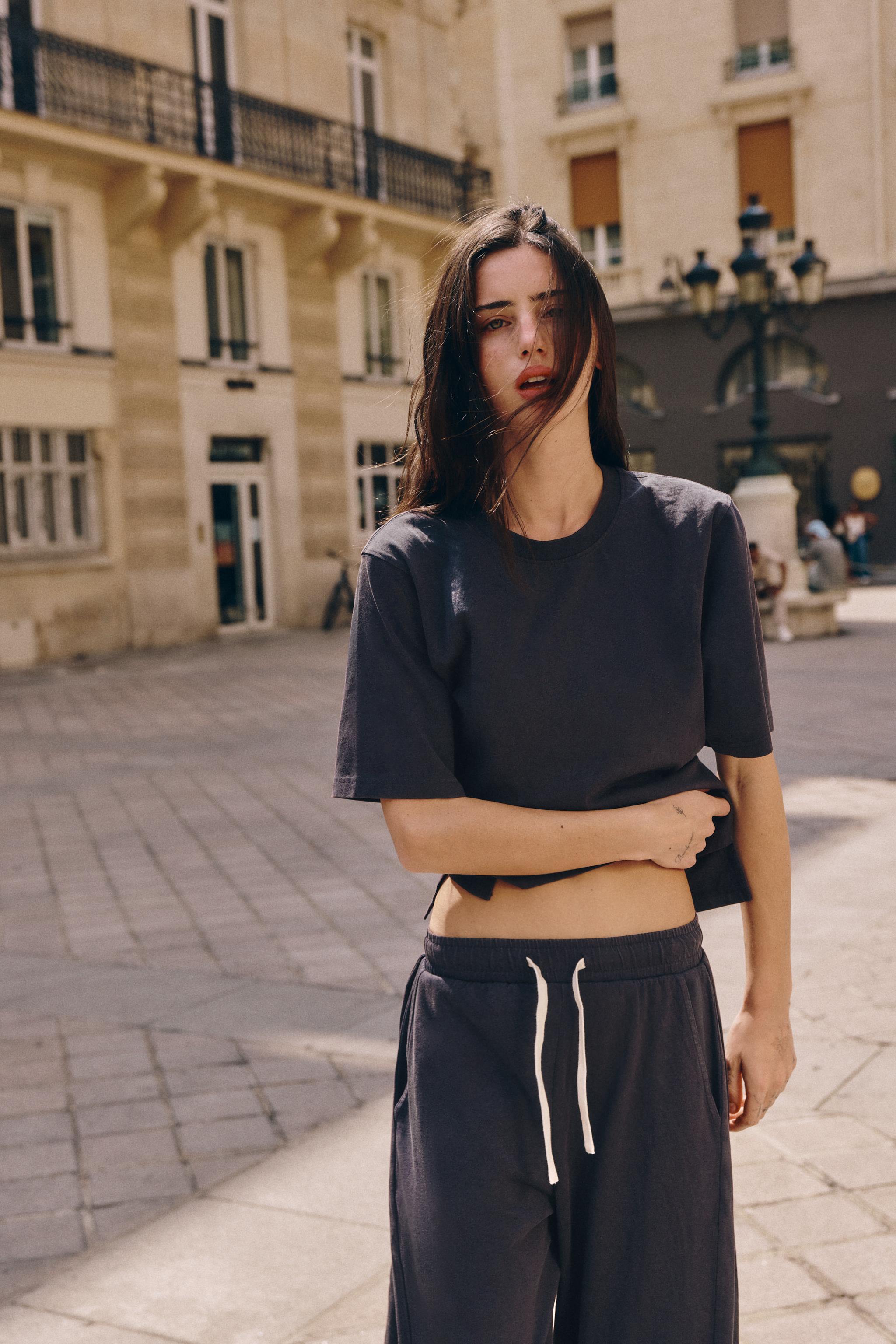 Женские футболки Zara FITTED COTTON T-SHIRT — фото 4
