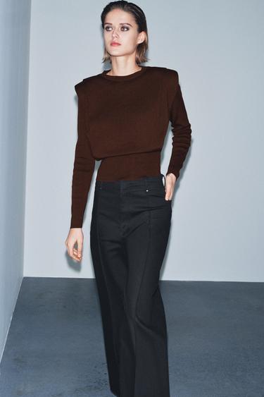 PULL EN MAILLE À ÉPAULETTES - Marron de Zara - Image 3