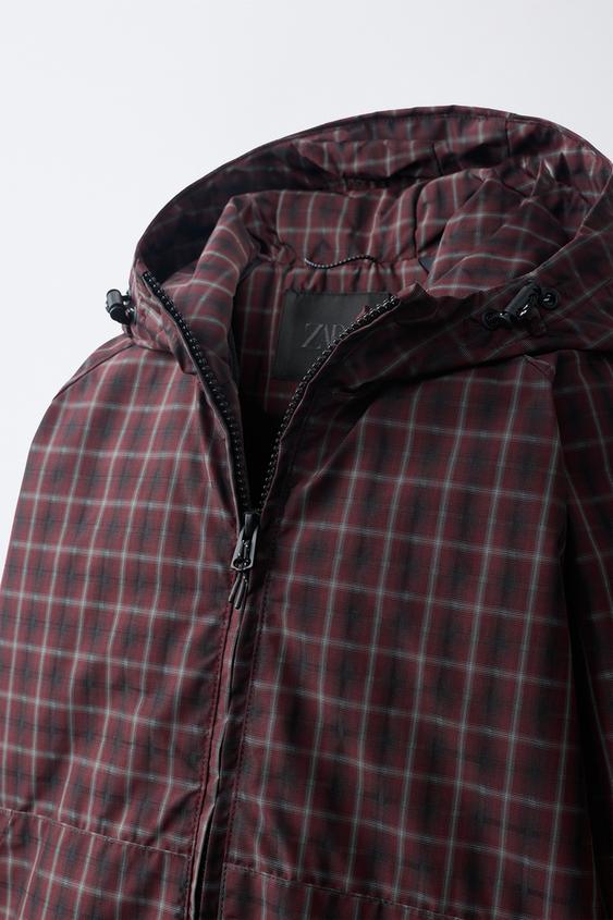 BLOUSON À CARREAUX DÉPERLANT - Bordeaux de Zara - Image 4
