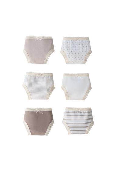 Zara AGES 6-14/ SIX-PACK OF PRINTED UNDERWEAR - taupe brown