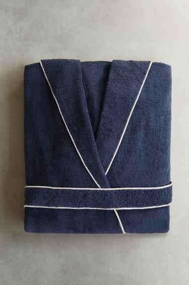 KATOENEN BADJAS OVERLOCK (320 GXM²) - Verfblauw van Zara