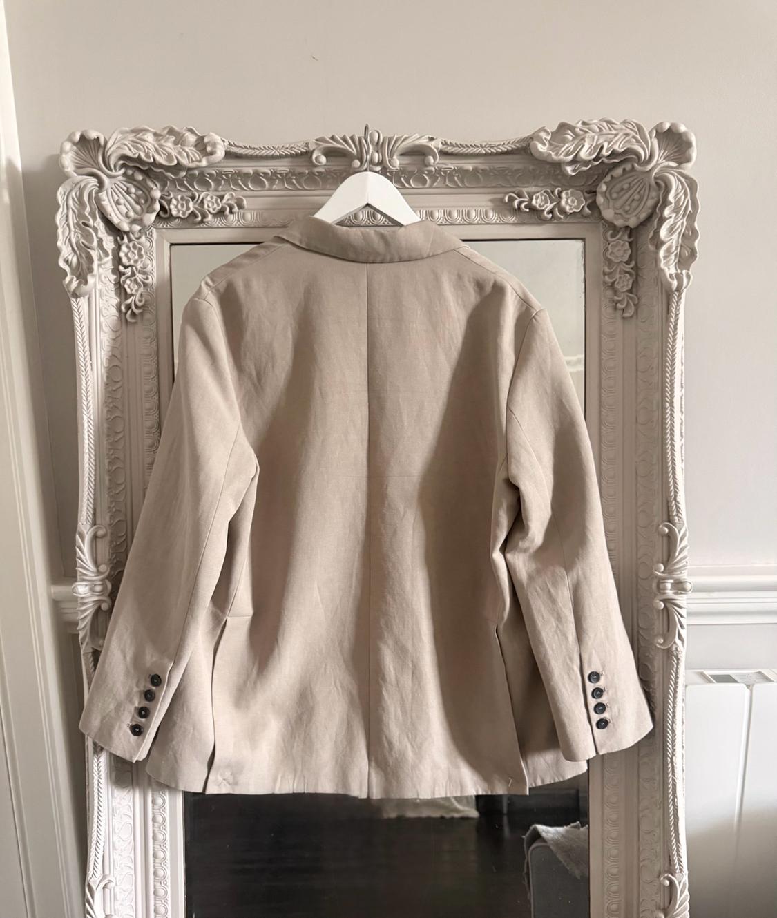OVERSIZE LINEN BLEND BLAZER WITH VENTS - Image 4