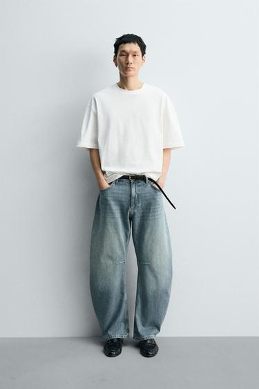 Zara RELAXED BARREL FIT JEANS - Blue / Green - Image 0