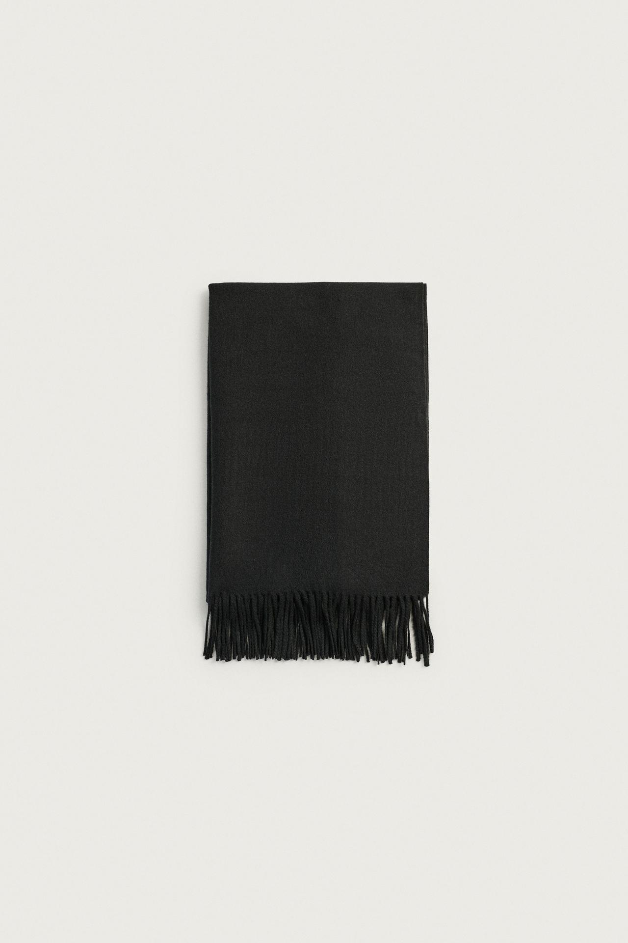 FRINGED SCARF — Black