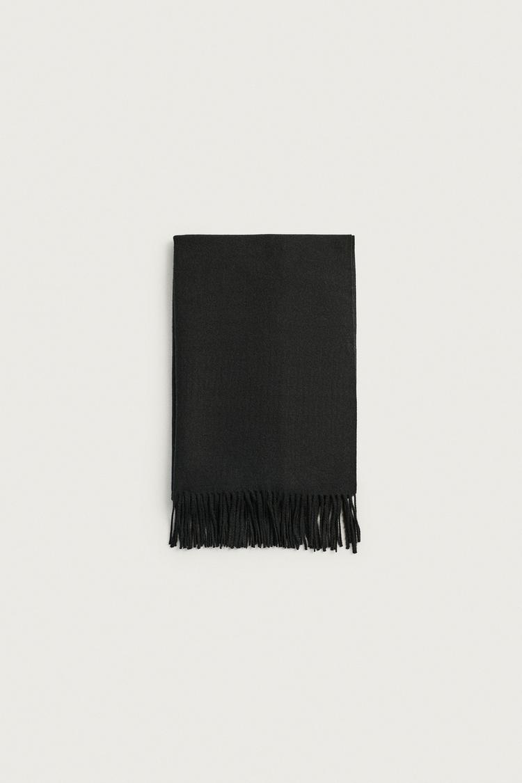 FRINGED SCARF — Black