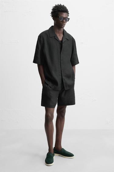 MOCASSINS EN CUIR CASUAL - Vert bouteille de Zara - Image 1