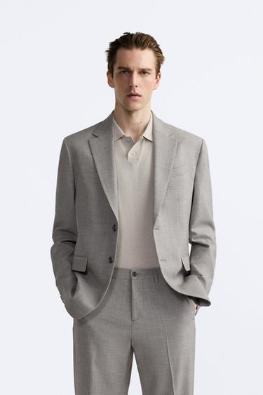 КОСТЮМНЫЙ ПИДЖАК ИЗ РЕЛЬЕФНОЙ ТКАНИ — ПЕСОЧНЫЙ от Zara — изображение 0
