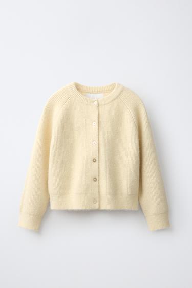 EINFARBIGE STRICKJACKE - Gelb von Zara