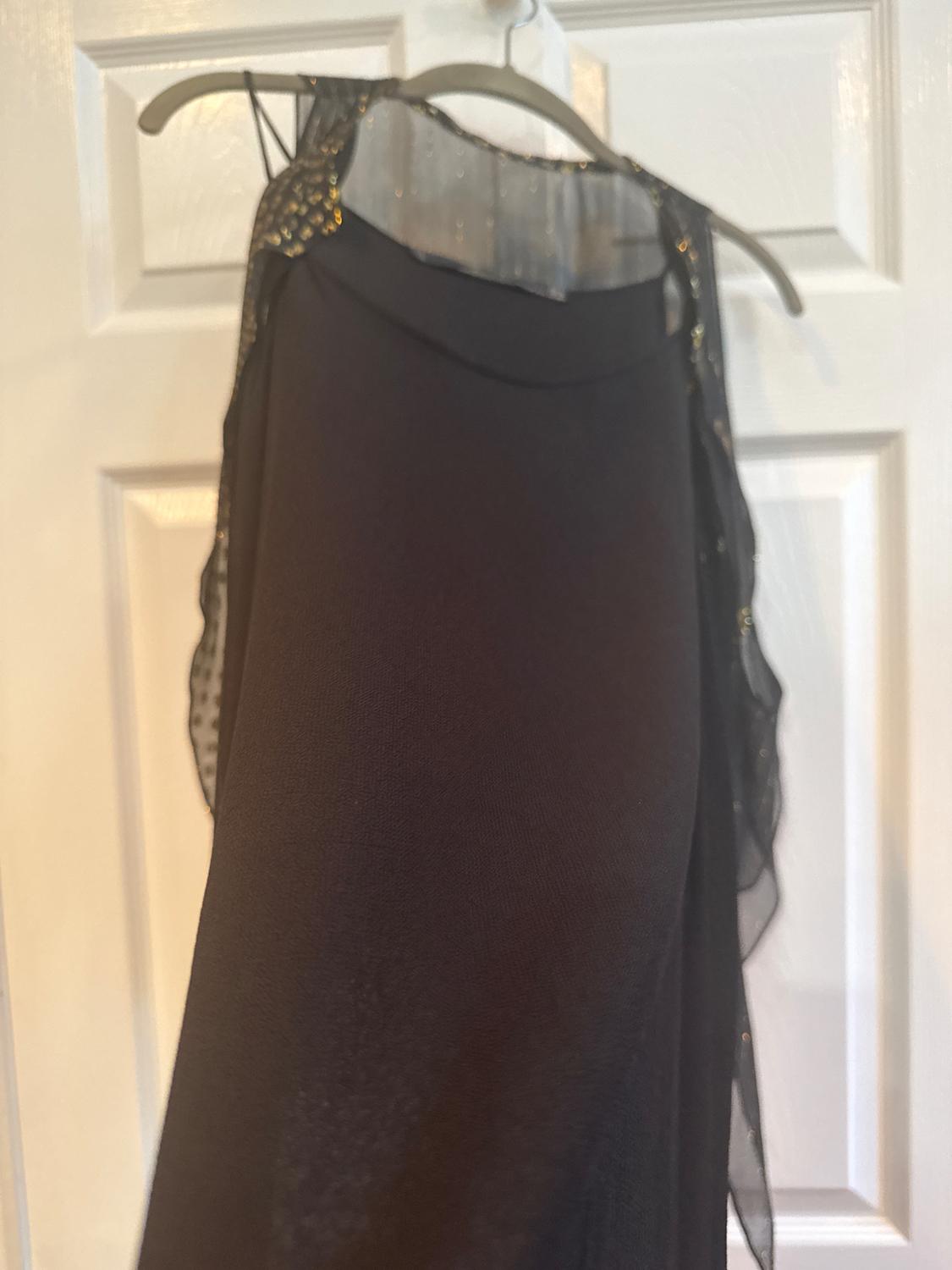 BLACK CAMISOLE WITH SHEER METALLIC VEST OVERLAY. CAN BE WORN SEPARATELY - Image 4