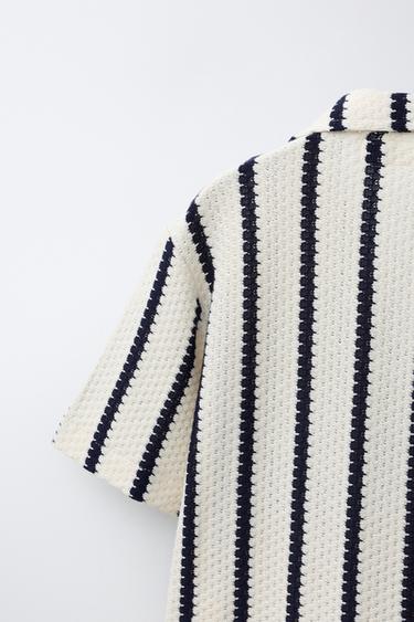 STRIPED CROCHET KNIT SHIRT - Ecru by Zara - Image 3
