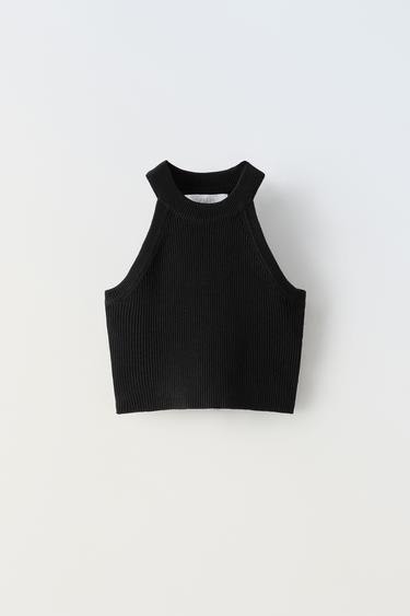 RIBBED HALTER TOP - Black by Zara - Image 0