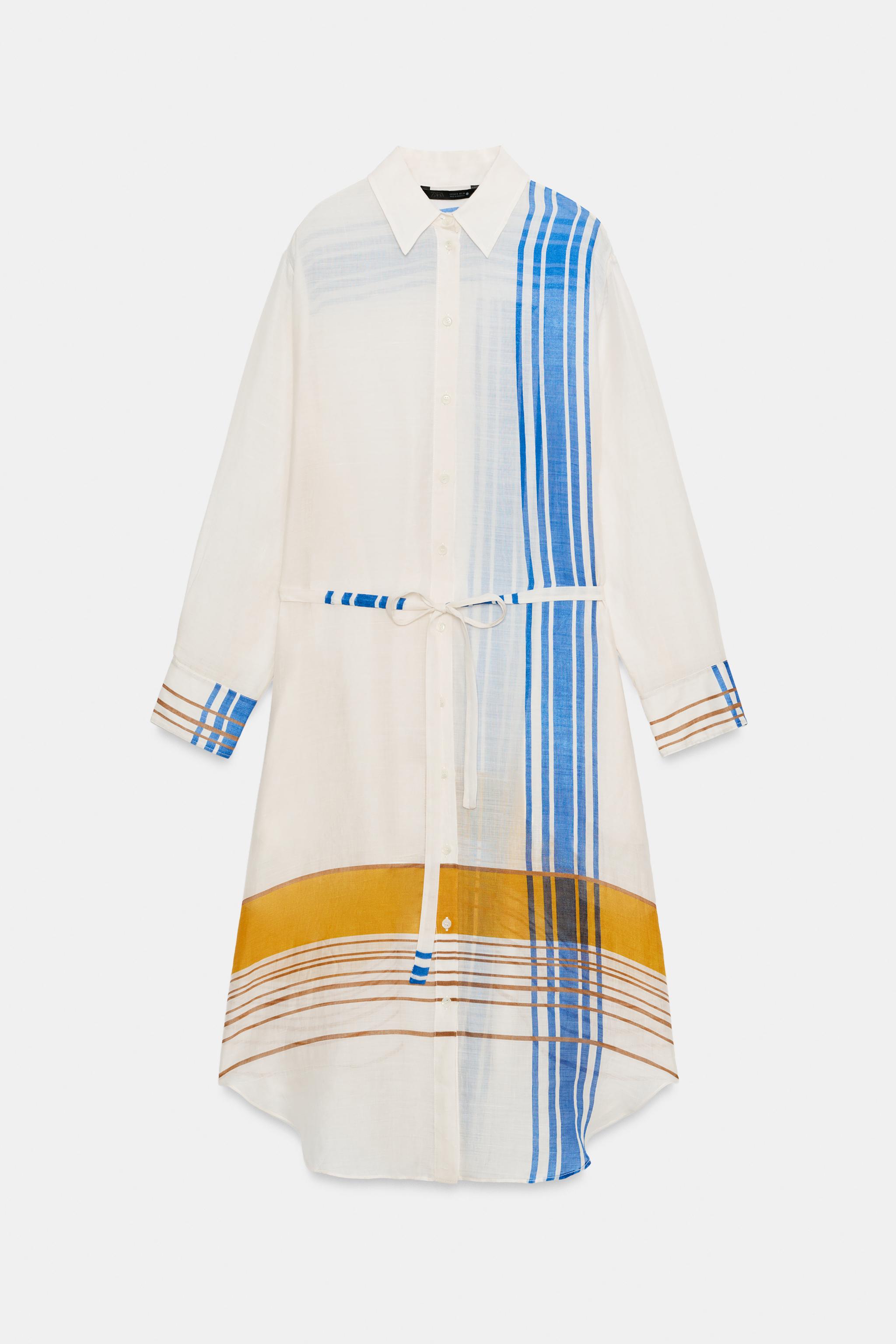 СУКНЯ-СОРОЧКА З 100% РАМІ ZW COLLECTION - Багатокольоровий | ZARA