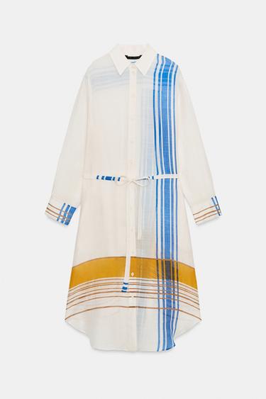 ZW COLLECTION 100% RAMIE SHIRT DRESS - Multicoloured by Zara