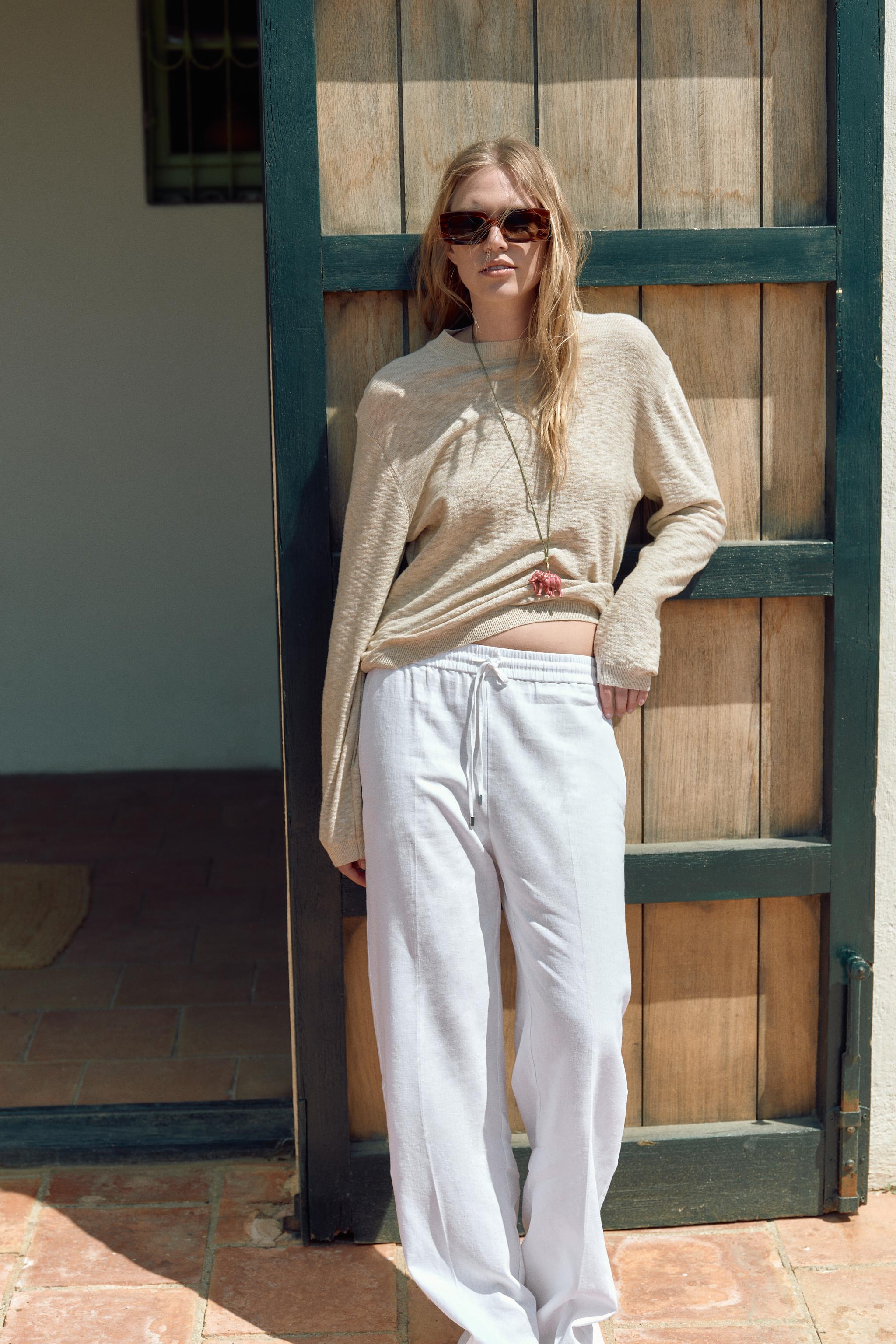 BASIC COTTON AND LINEN BLEND SWEATER - Sand / Marl | ZARA United States