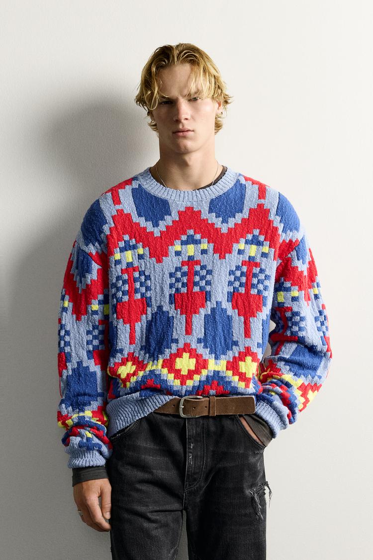 GEOMETRIC JACQUARD RELAXED FIT JUMPER