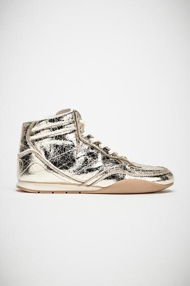 METALLIC-EFFECT TRAINER ANKLE BOOTS - Gold by Zara