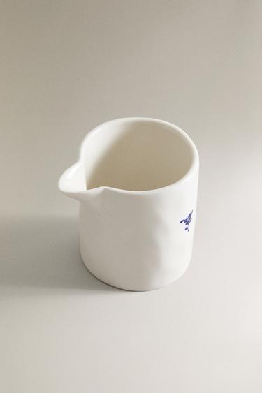 FLORAL PORCELAIN MILK JUG - White / Navy by Zara - Image 1