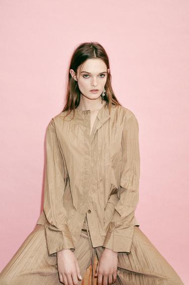 CHEMISE PLISSÉE ZW COLLECTION - Beige de Zara - Image 3