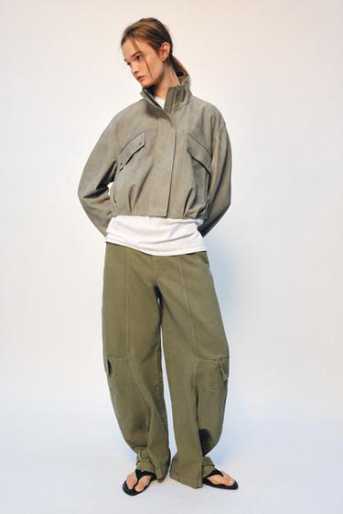 ZW COLLECTION LIMITED EDITION SUEDE LEATHER JACKET - Pearl grey by Zara - Image 4