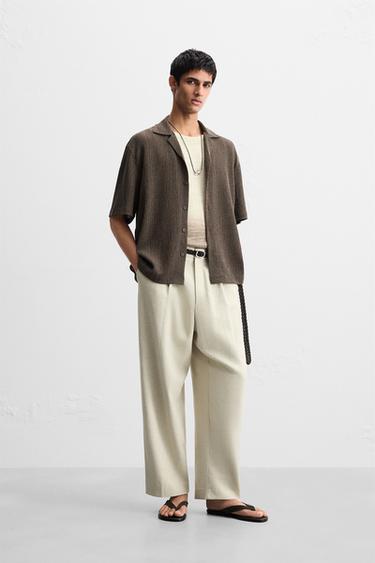 WASHED TEXTURED SHIRT - Brown by Zara - Image 0