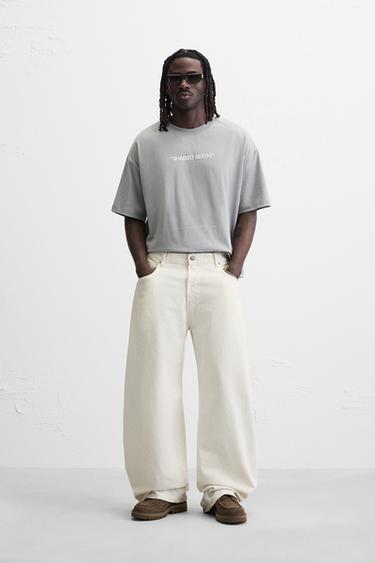 Zara TEXT PRINT T-SHIRT - Blue / Gray - Image 0