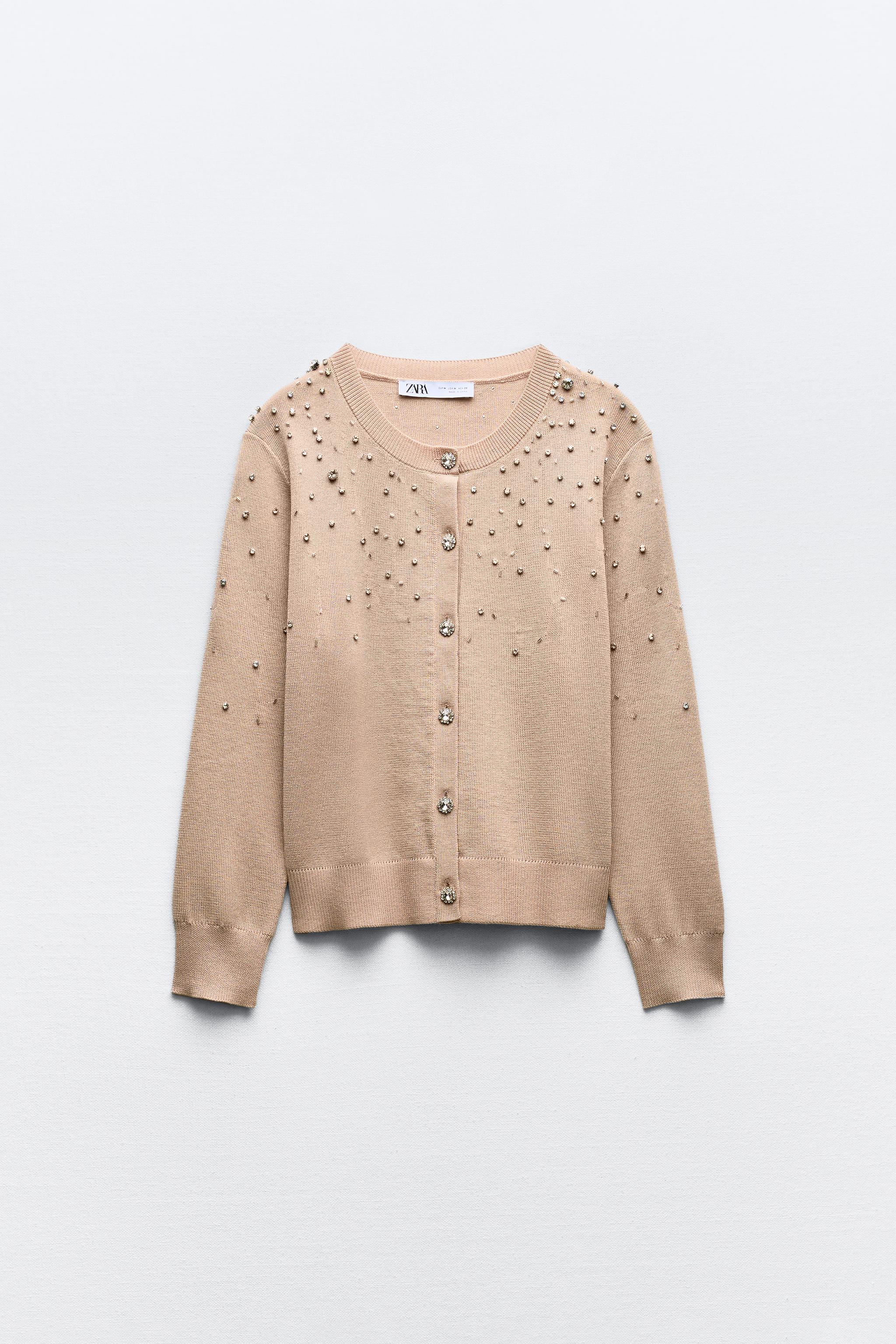 METALLIC THREAD JACQUARD KNIT CARDIGAN - Silver | ZARA United States