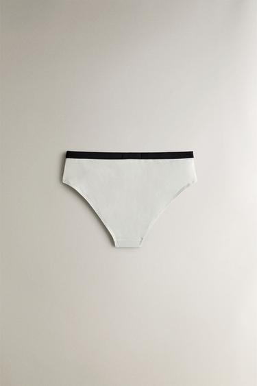 HIGH-WAIST BEACH BIKINI BOTTOMS WITH CONTRAST STRIPE - Ecru by Zara - Image 3