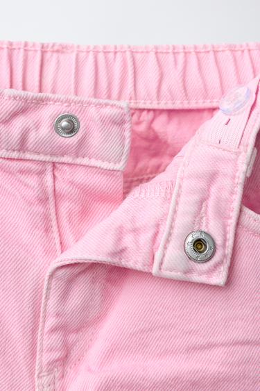 SHORT EN SERGÉ MOM FIT ONDULÉ - Rose de Zara - Image 2