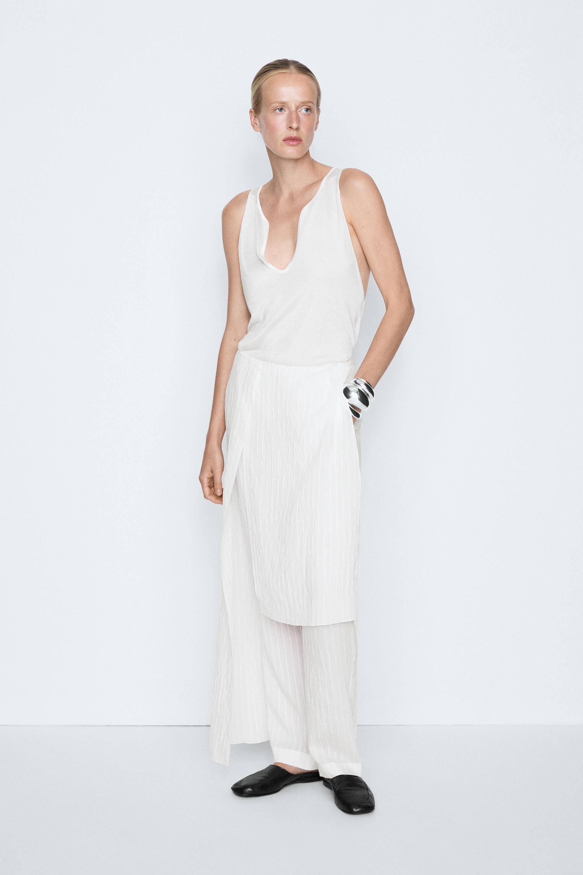Asymmetric striped skort - STUDIO — White