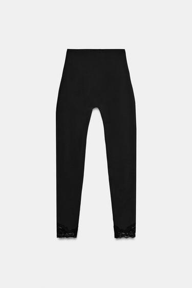 LACE POLYAMIDE LEGGINGS - Black by Zara - Image 6