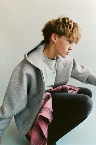 BASIC NEOPRENE-EFFECT SWEATSHIRT - Grey marl by Zara