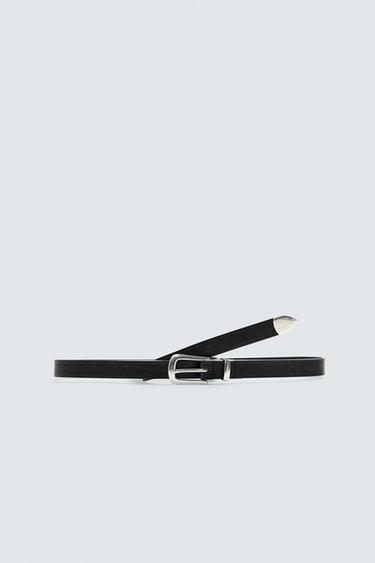 VINTAGE EFFECT LEATHER BELT - Black by Zara