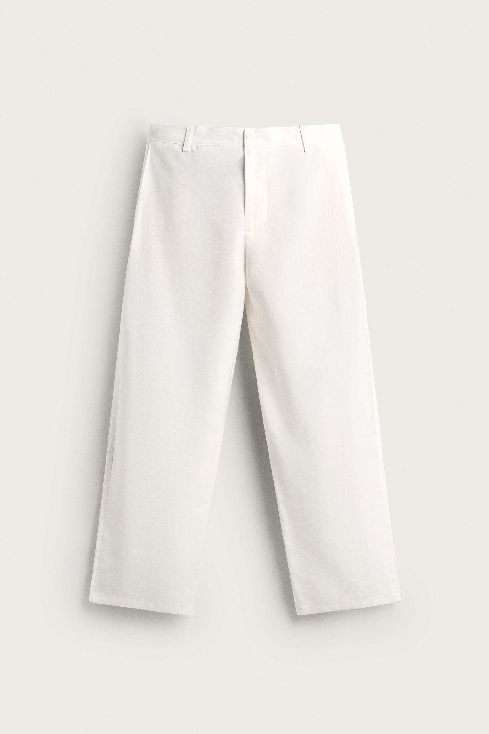 FLOWY SIDE PLEAT PANTS — Oyster-white