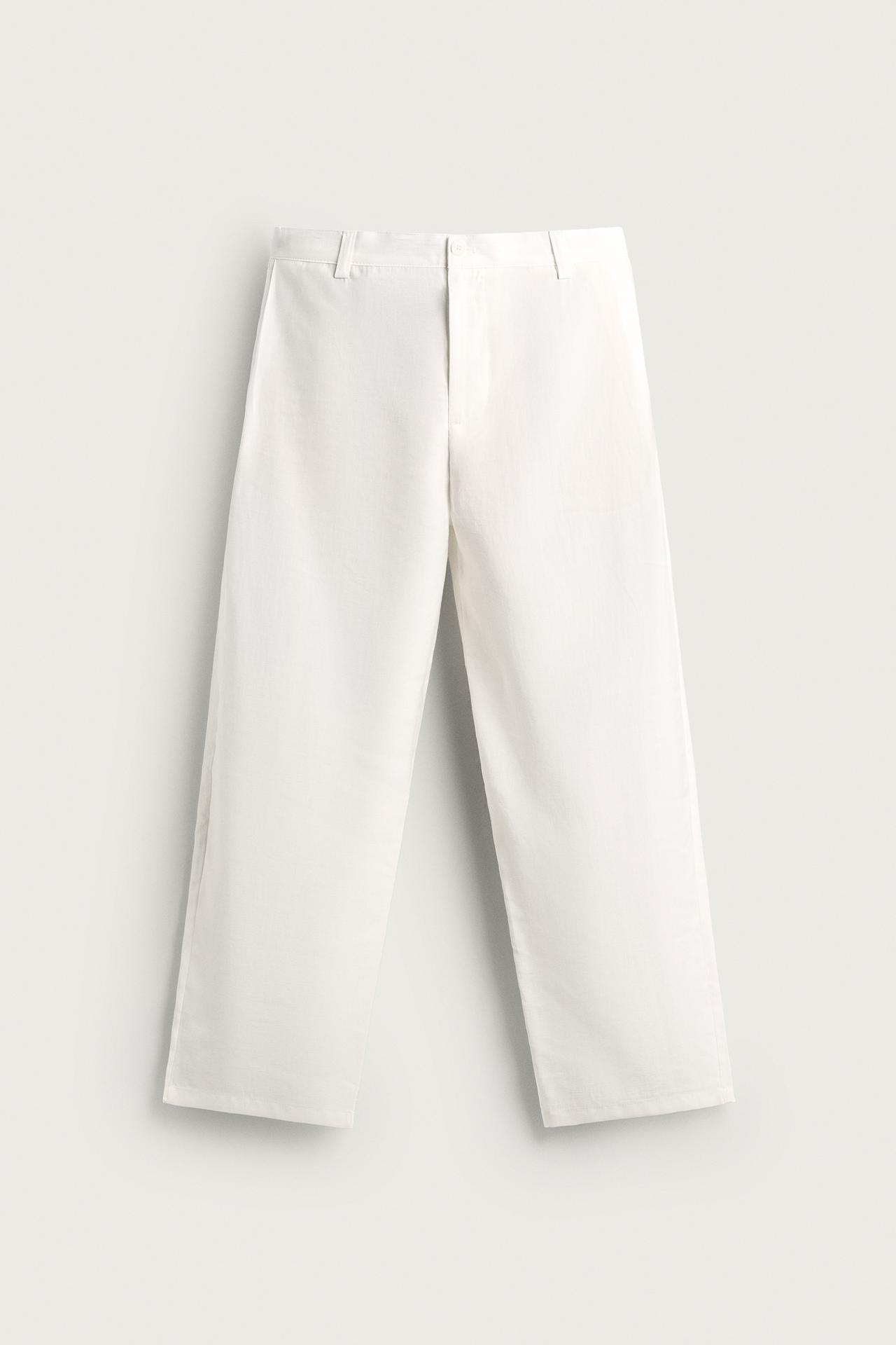 FLOWY SIDE PLEAT PANTS — Oyster-white