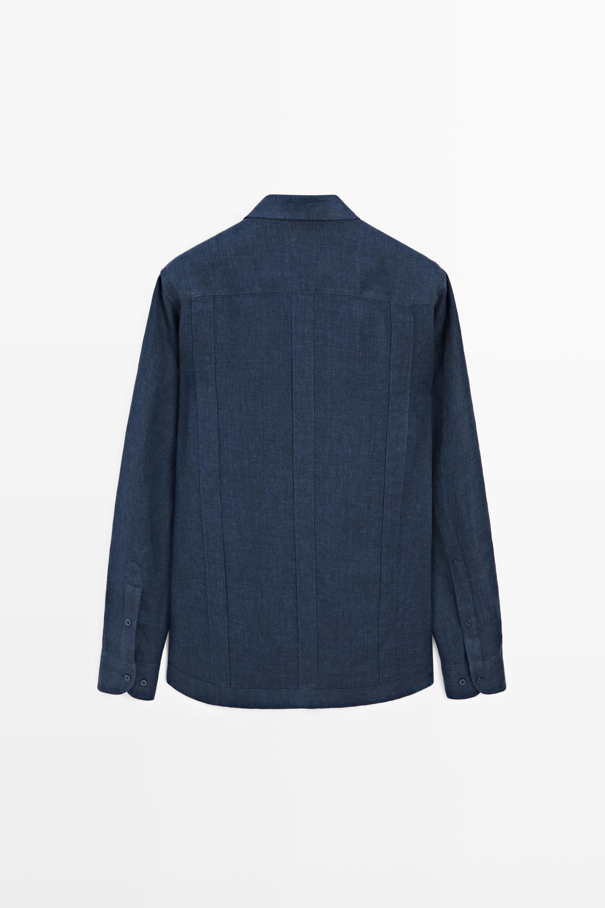 Chemise regular fit poches 100 % lin